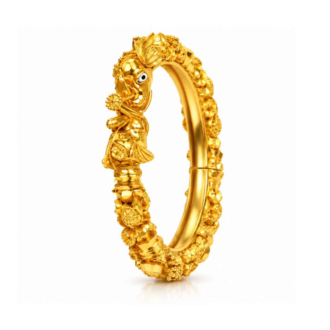 Heavy Floral Gold Bangle