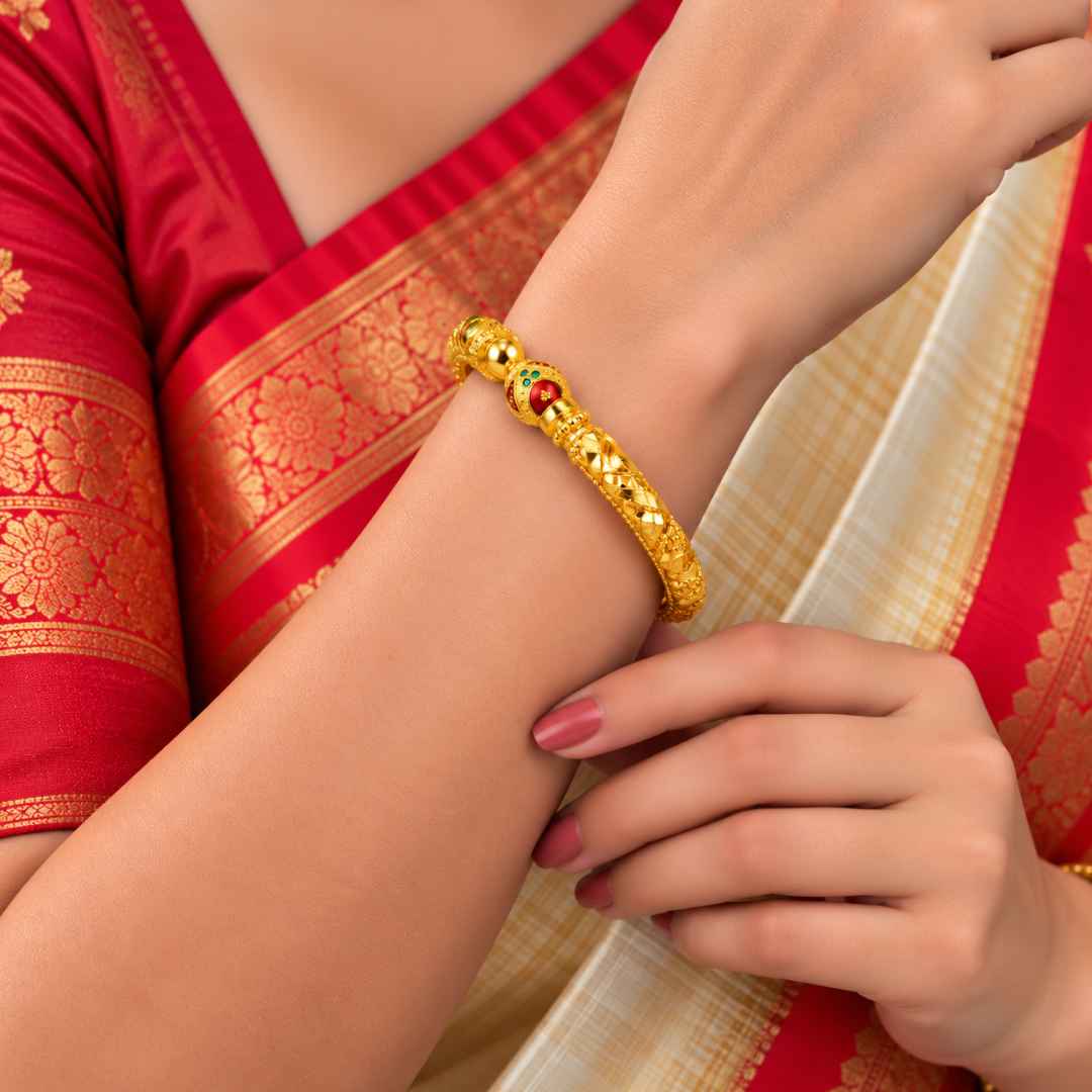 Traditional Floral Gold Bangle