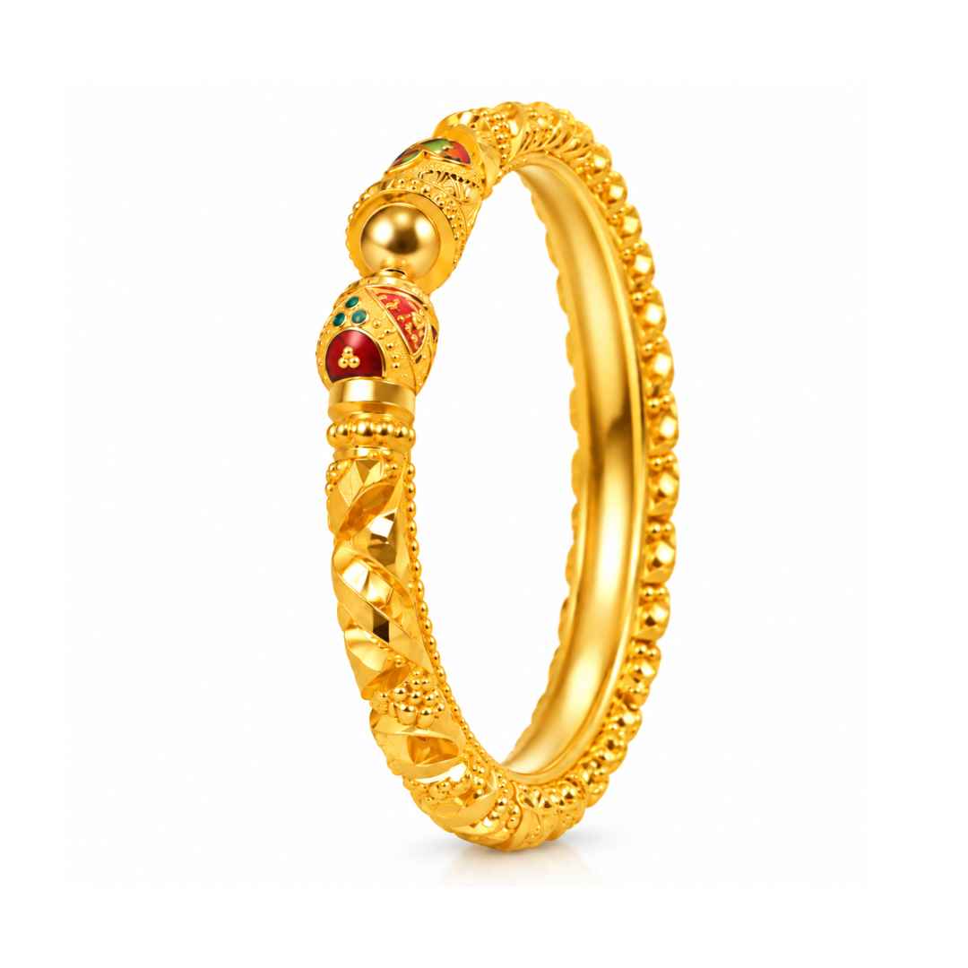 Traditional Floral Gold Bangle