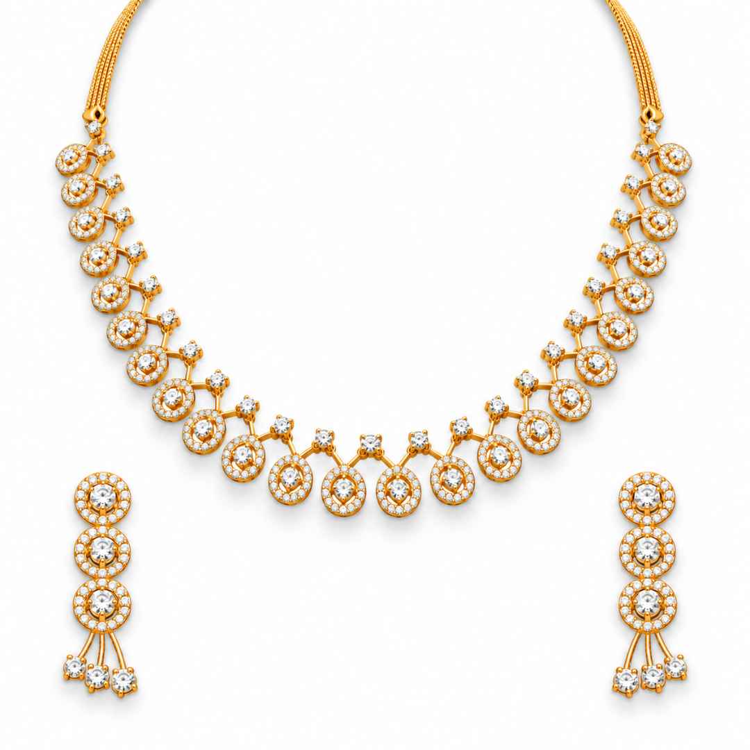 Circular Motif Diamond Necklace Set