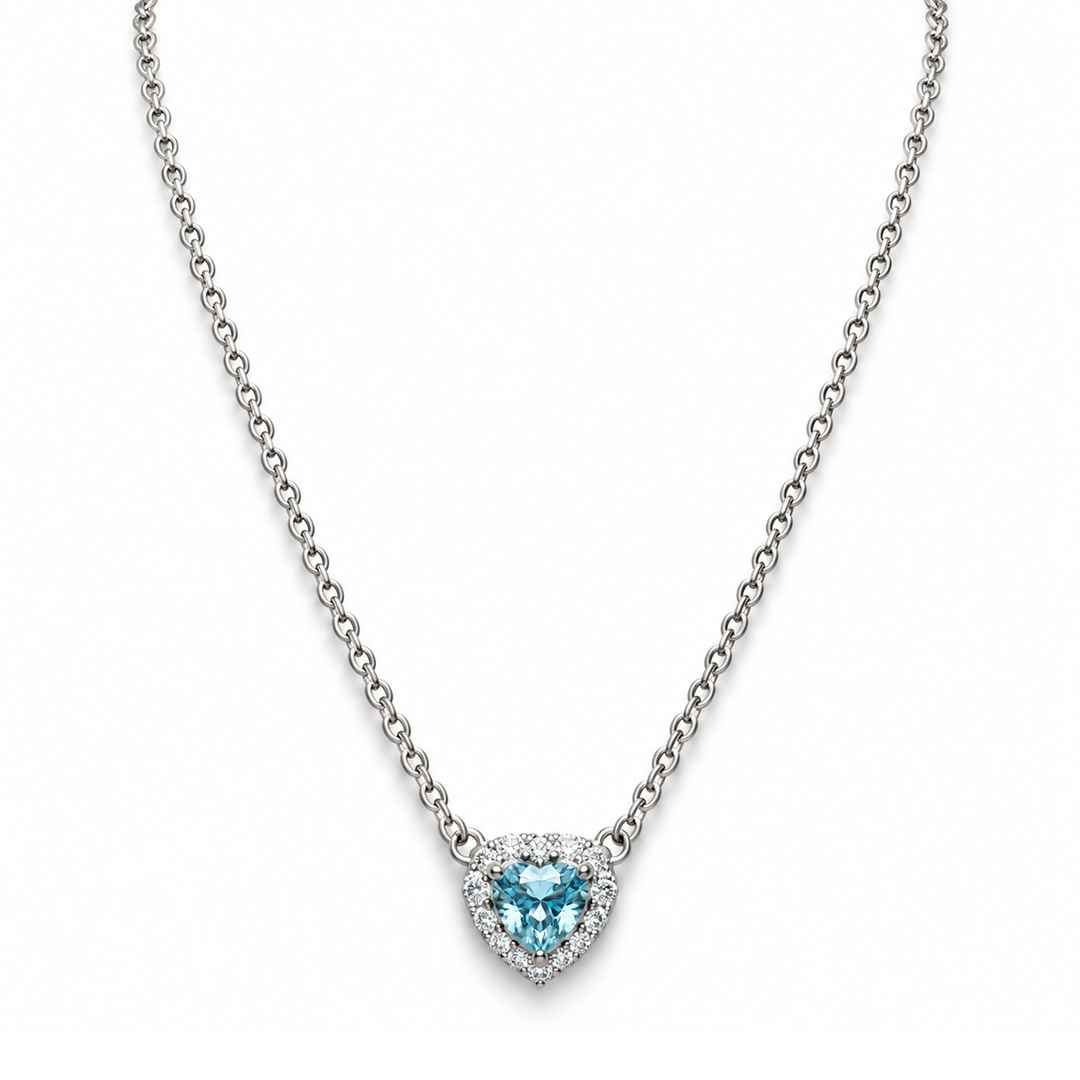 Blue Heart Solitaire Pendant