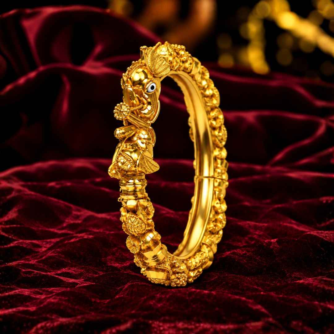 Heavy Floral Gold Bangle
