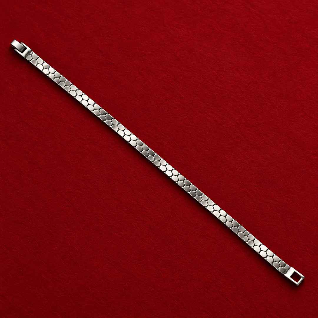 Hexagonal Pattern Platinum Bracelet