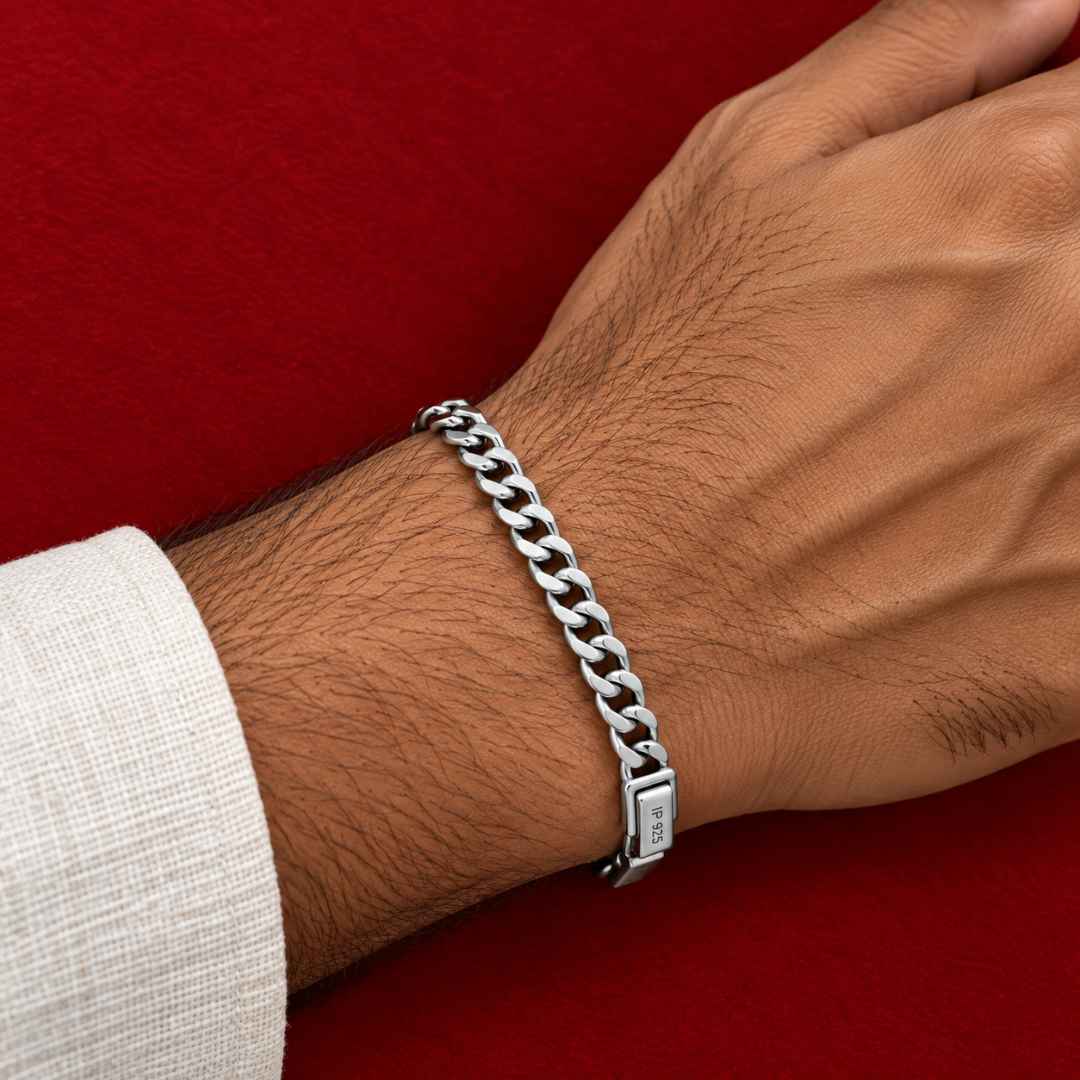 Classic Curb Link Platinum Bracelet