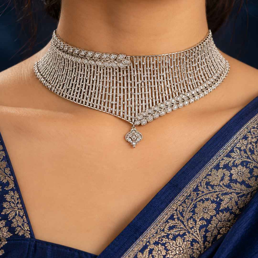 Diamond Mesh Silver Choker