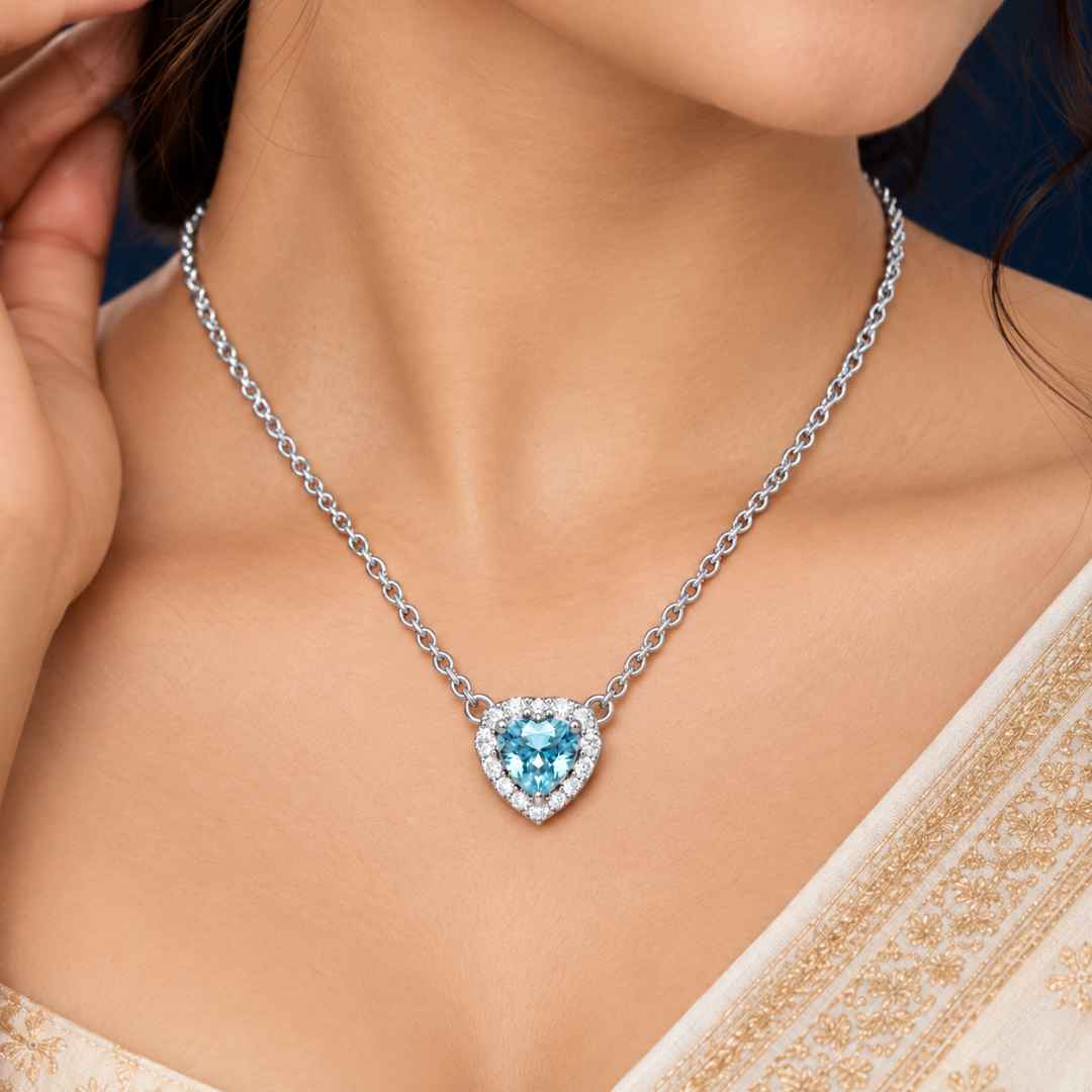 Blue Heart Solitaire Pendant
