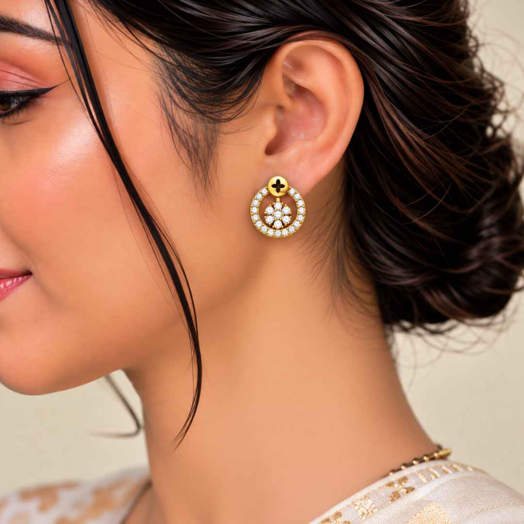 Golden Clover Halo Diamond Earrings