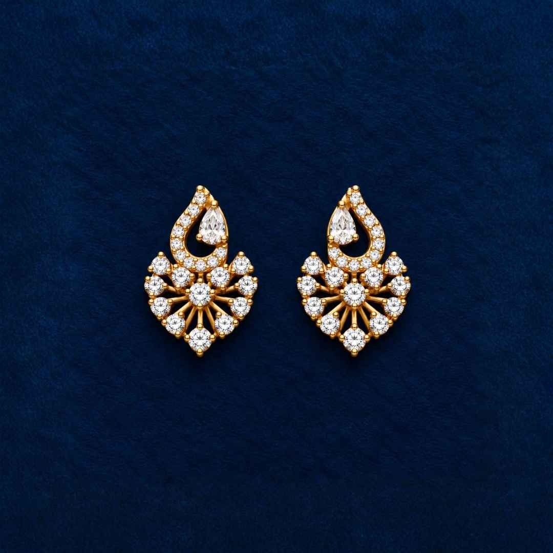 Teardrop Floral Cascade Diamond Earrings