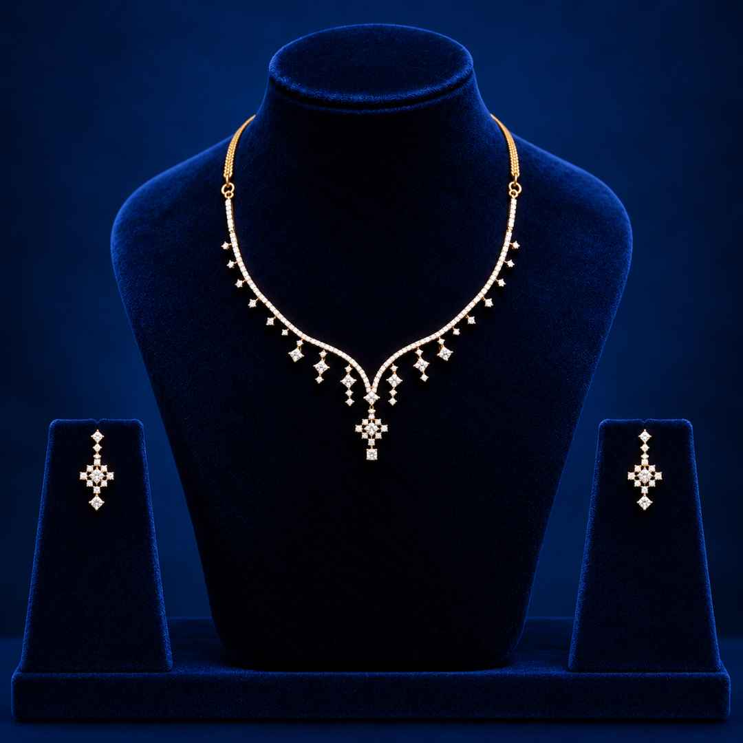 V-Shaped Diamond Necklace Set