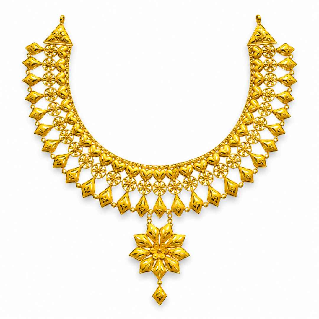 Designer Floral Gold Necklace