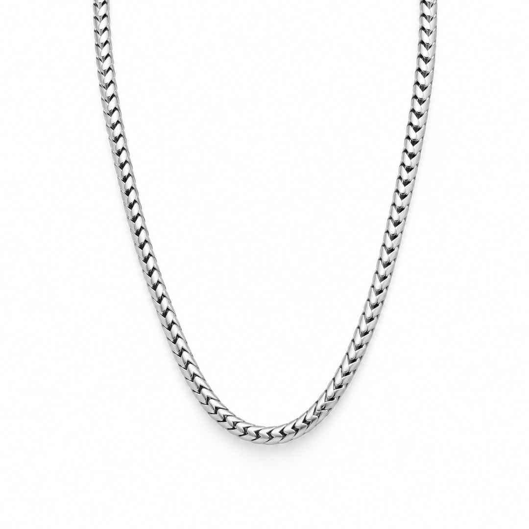Premium Silver Herringbone-Style Gents Chain