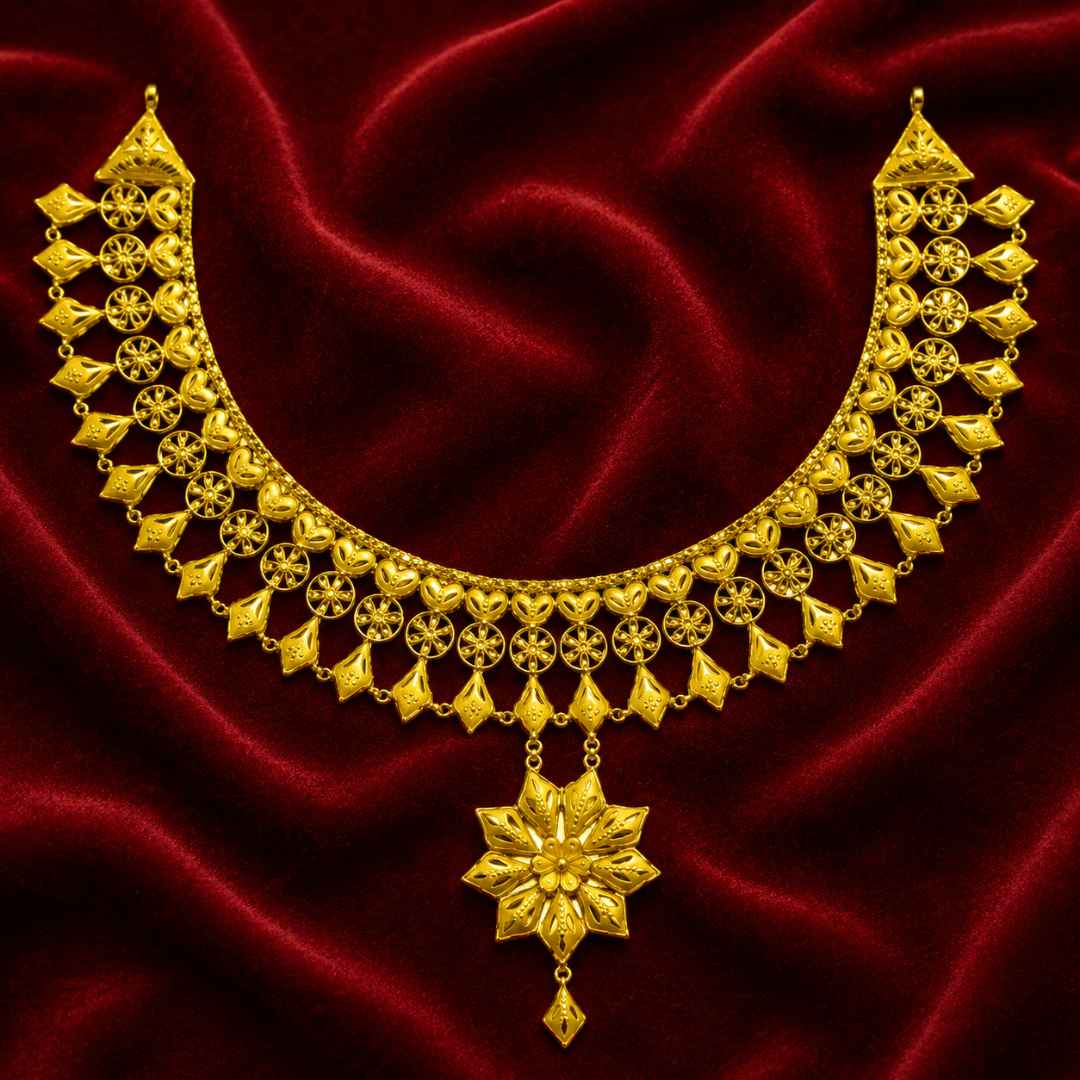 Designer Floral Gold Necklace