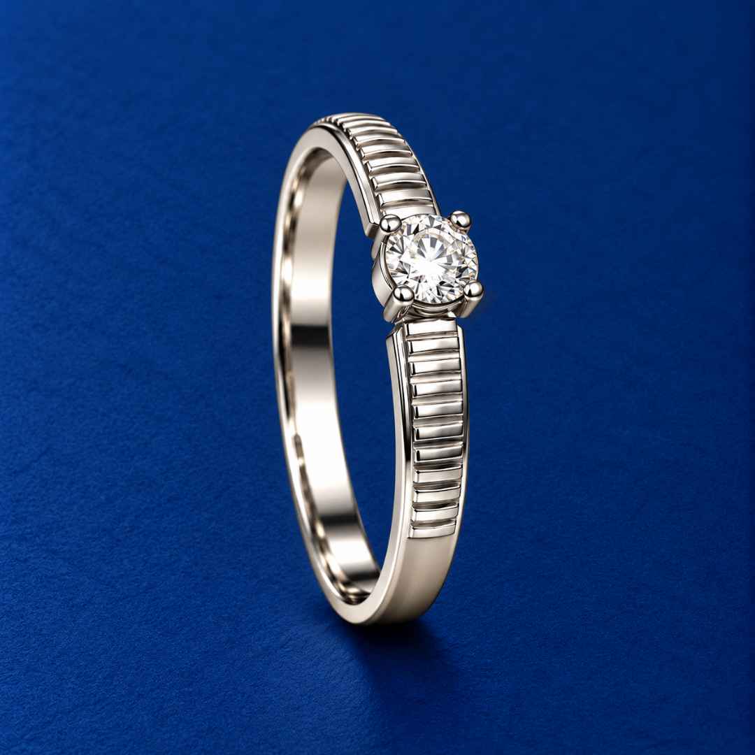 PL Radiant Ribbed Solitaire Ring
