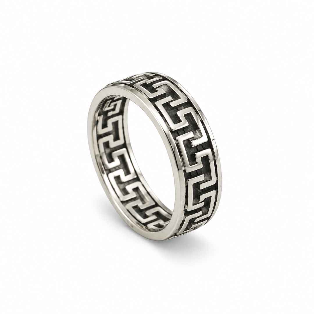 Greek Key Silver Ring
