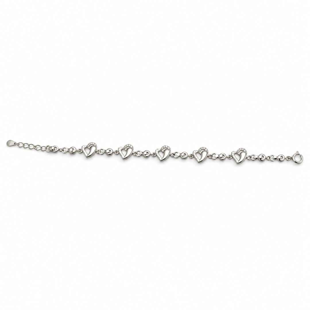 Heart Charm Silver Wristlet