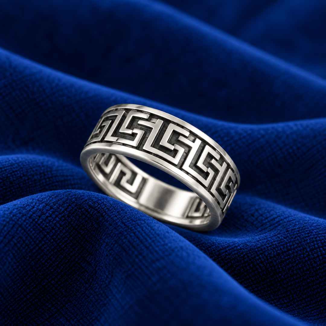 Greek Key Silver Ring
