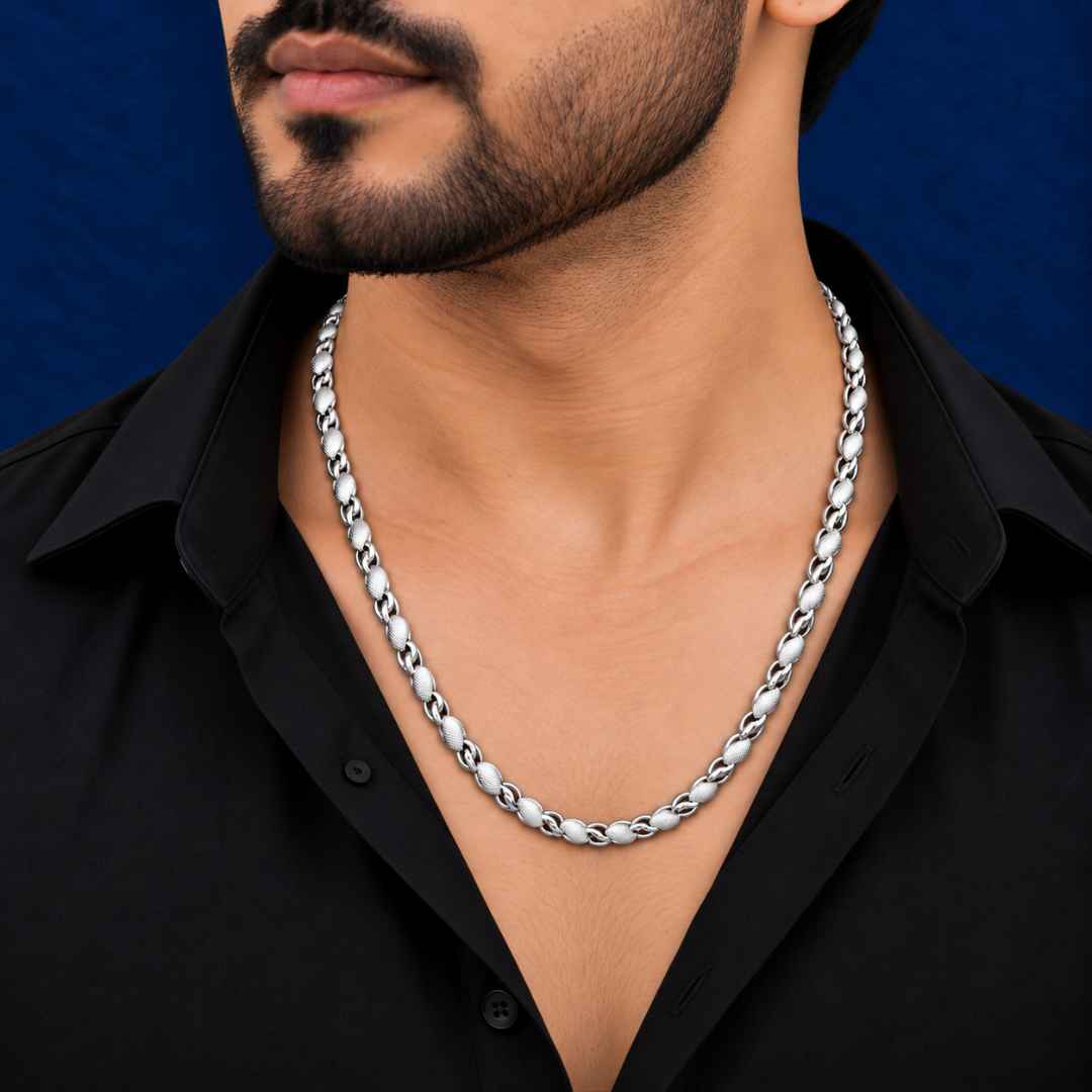 Elegant Silver Rope & Link Gents Chain