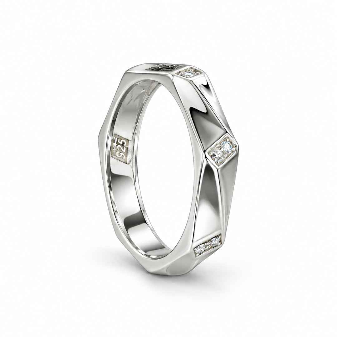Modern Geometric Silver Ring