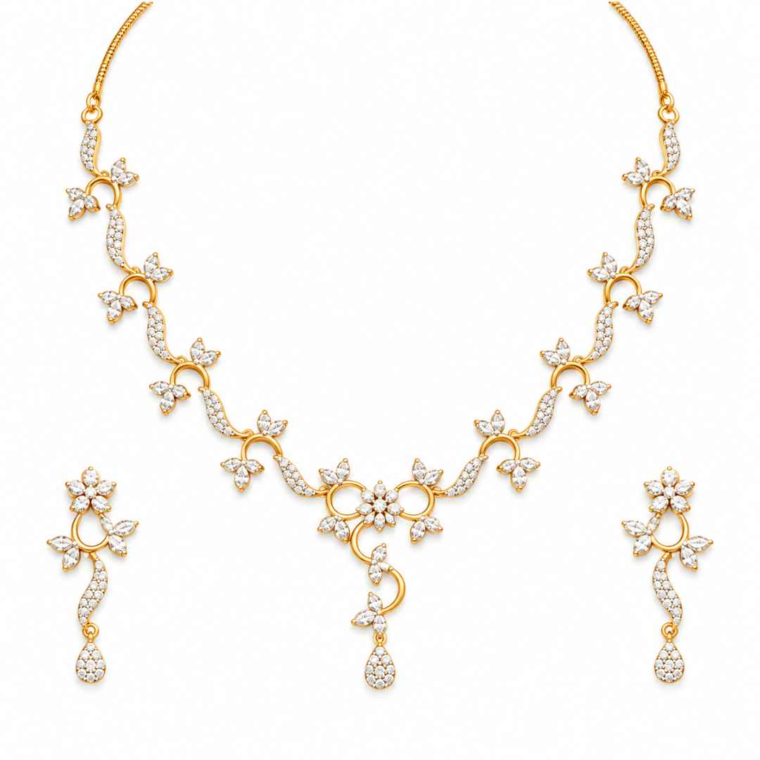Floral Vine Diamond Necklace Set