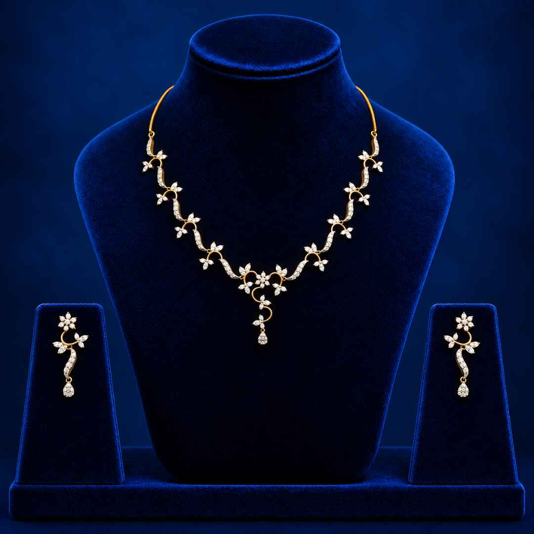 Floral Vine Diamond Necklace Set
