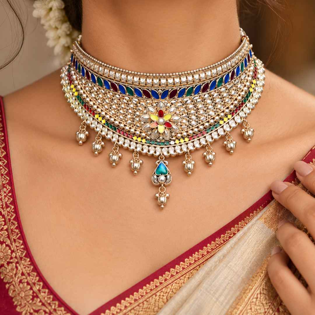 Multicolor Gold Choker