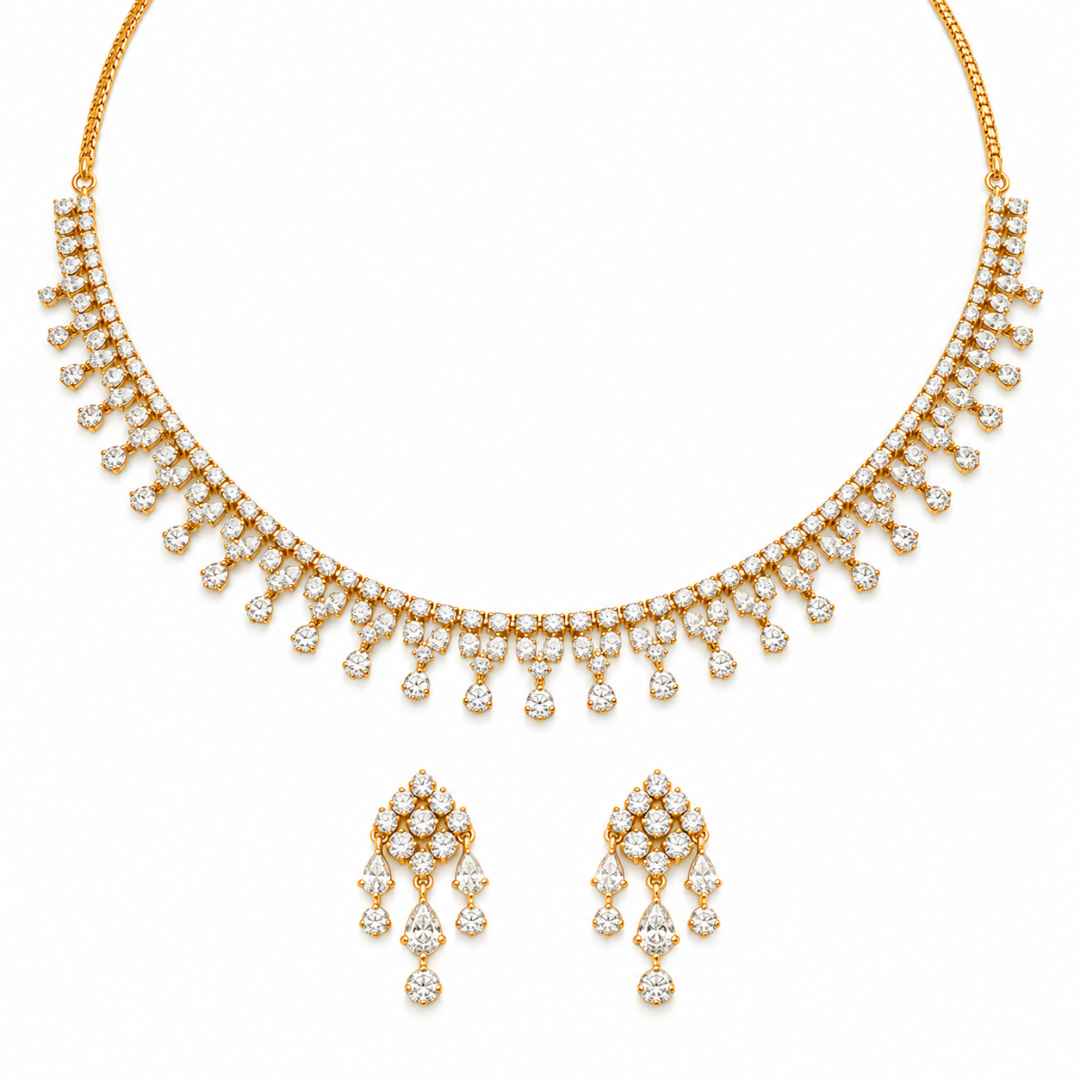 Classic Diamond Fringe Necklace Set
