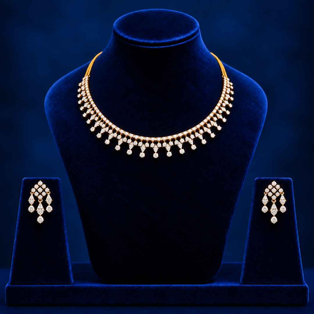 Classic Diamond Fringe Necklace Set