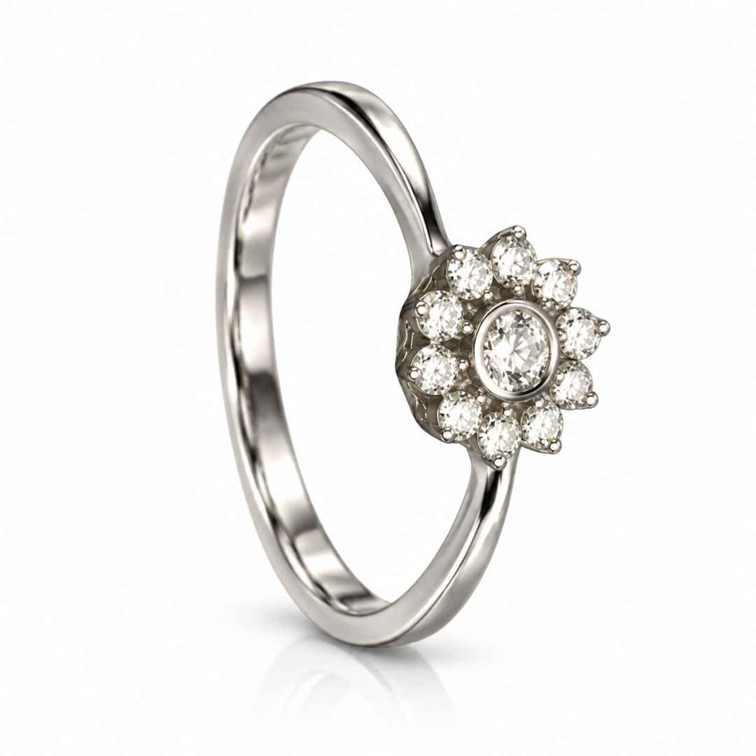 PL Textured Solitaire Diamond Band