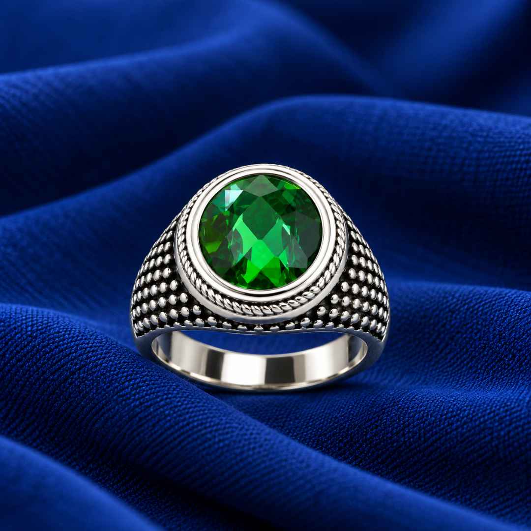 Emerald Green Statement Silver Ring