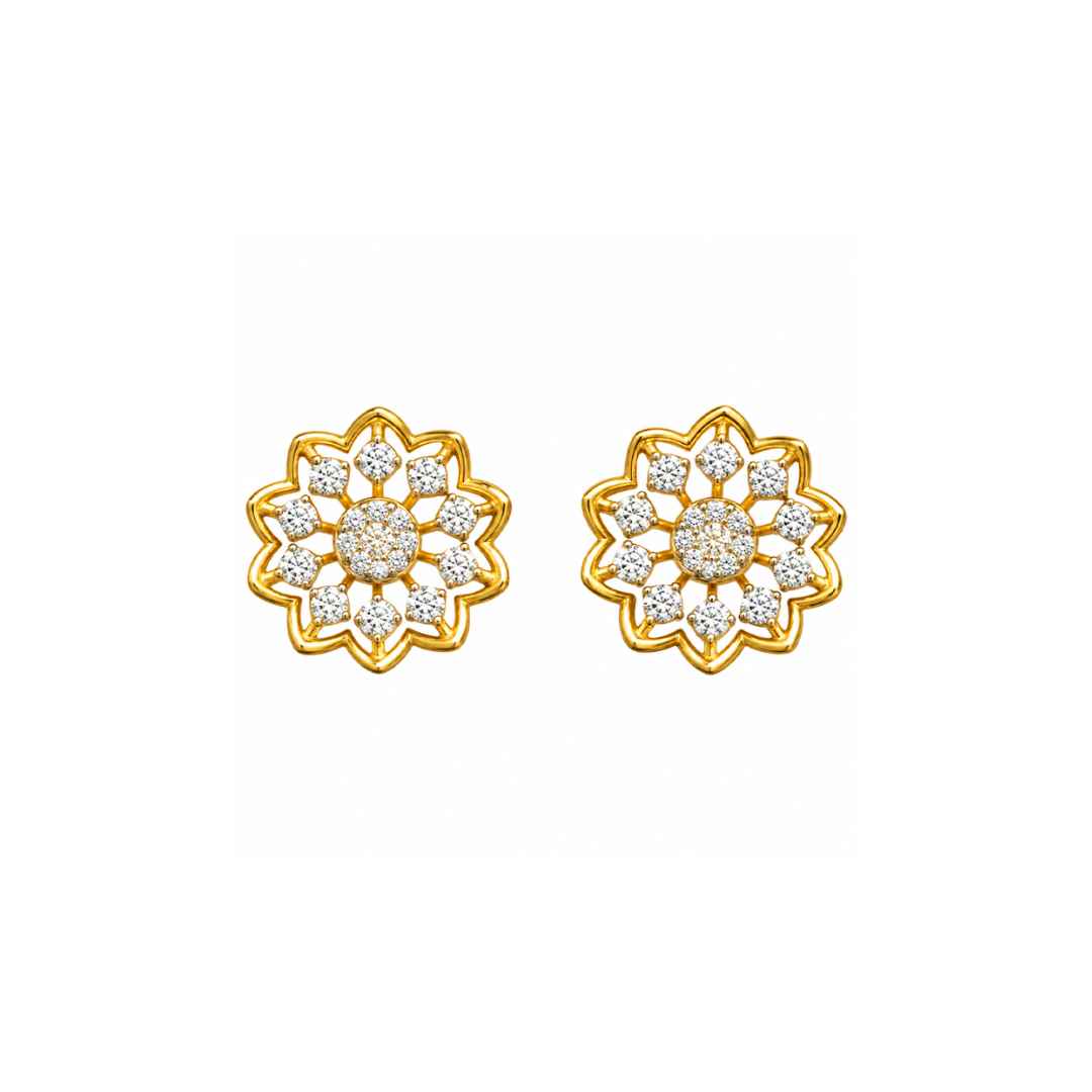 Grand Halo Floral Diamond Earrings